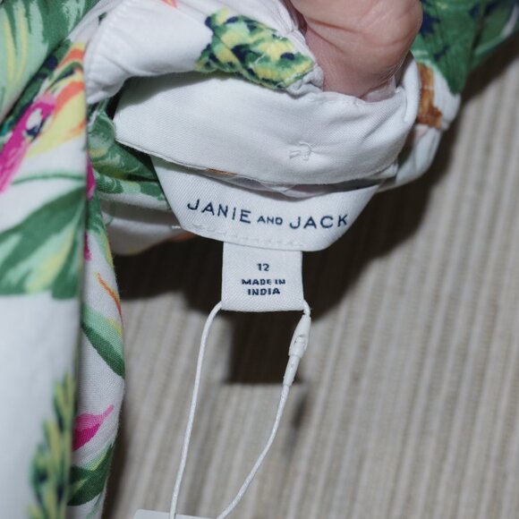 Janie and Jack Cotton Tropical Jungle Ruffle Sleeve Romper Size 12 - Picture 8 of 8